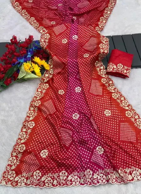 JK 245 Chinon Silk Bandhej Print Saree Best Wholesale Shop In Surat